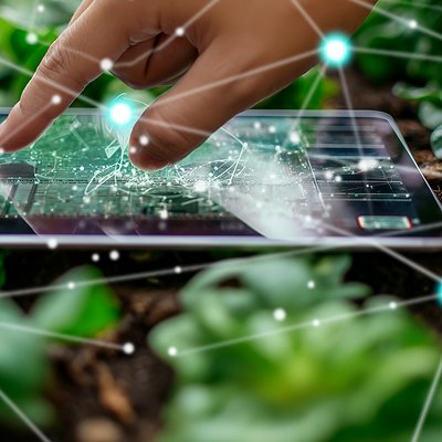 Farmer Analyzing Crop Data on Digital Tablet in Field